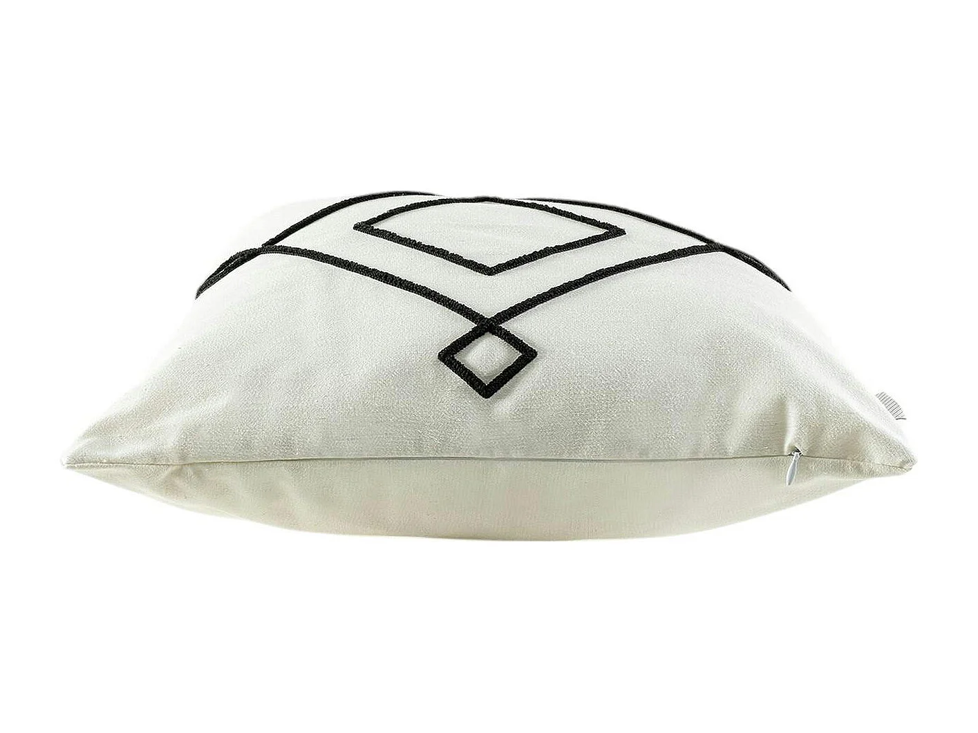 Coussin en lin écru – motif losange noir stylisé IZMIR