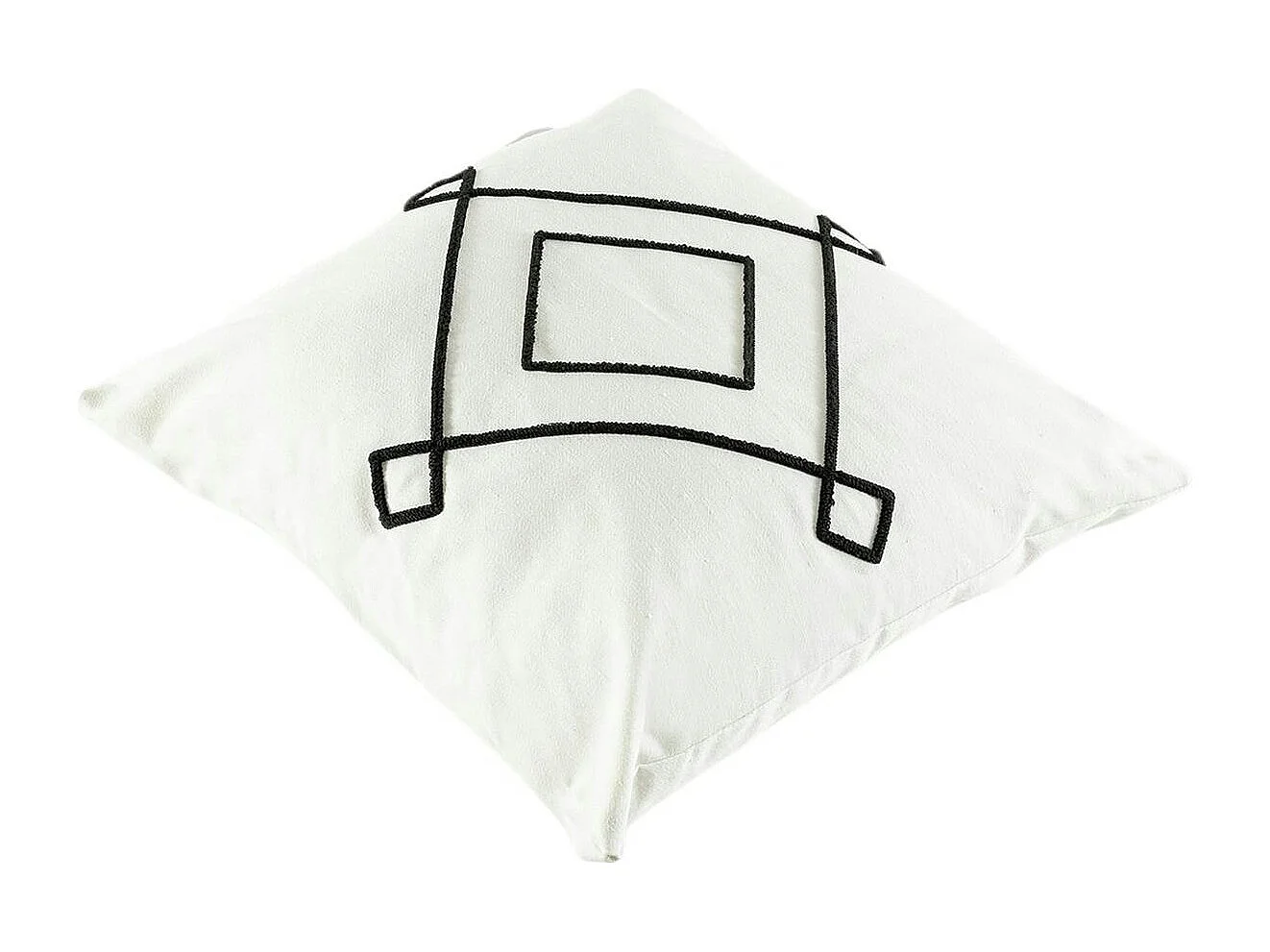 Coussin en lin écru – motif losange noir stylisé IZMIR