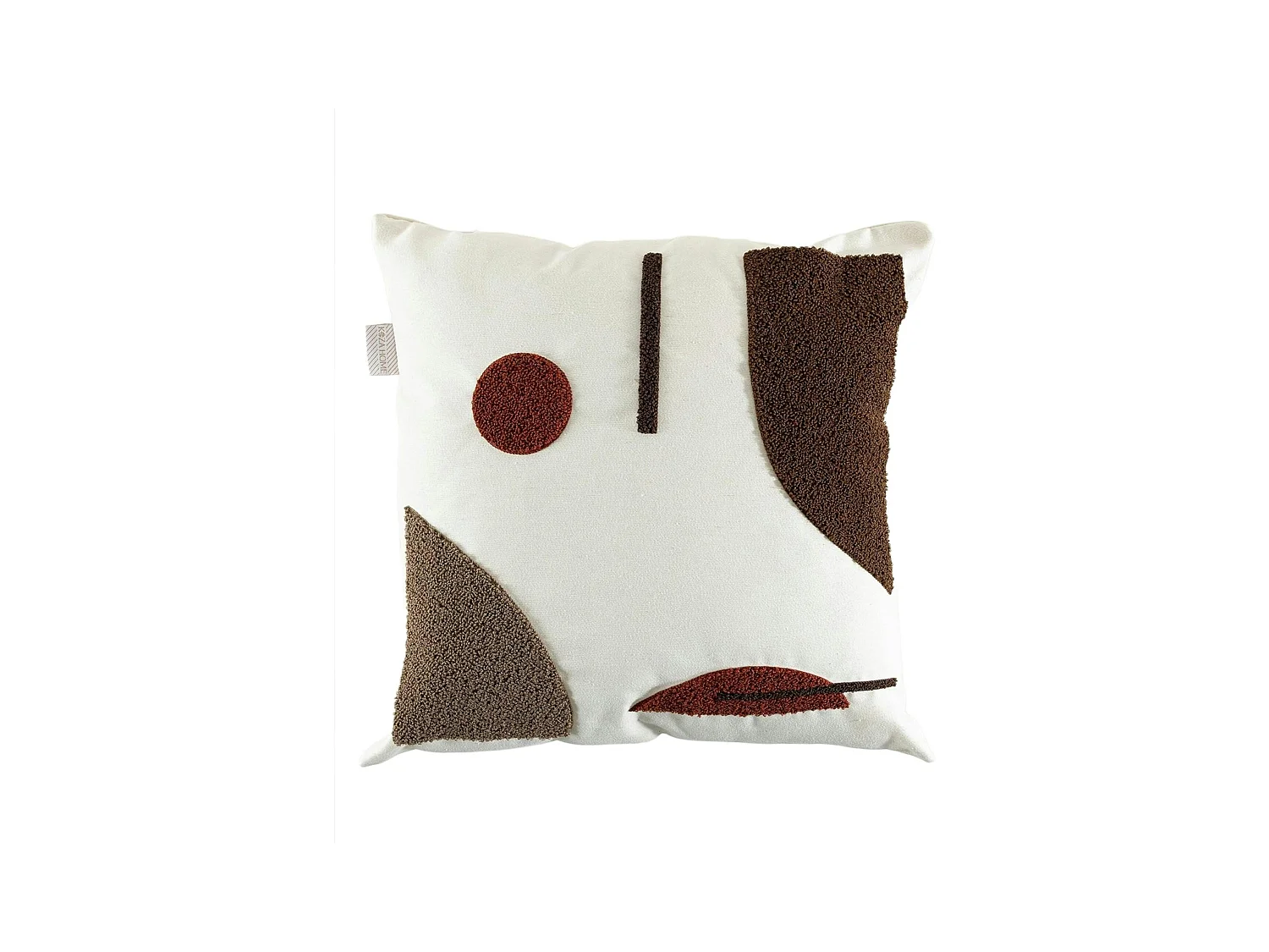 Coussin de canapé bouclette – motif abstrait marron IZMIR