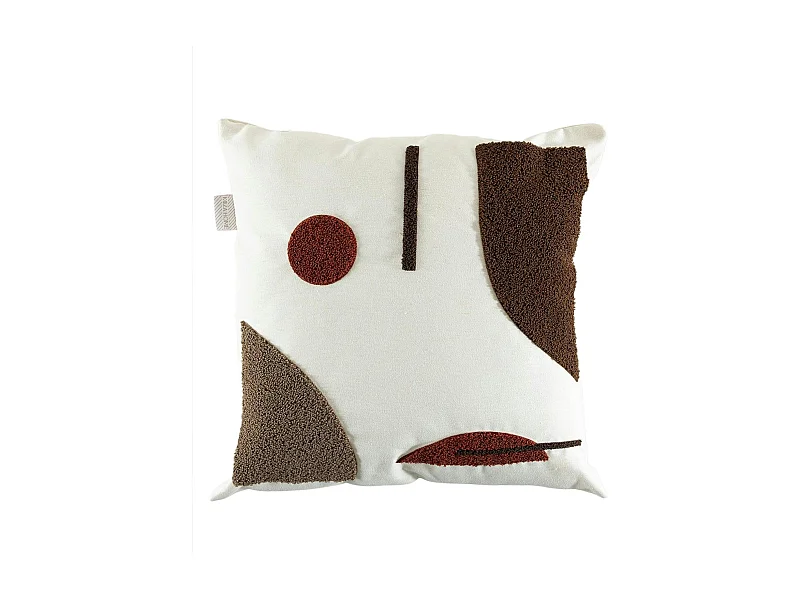 Coussin de canapé bouclette – motif abstrait marron IZMIR