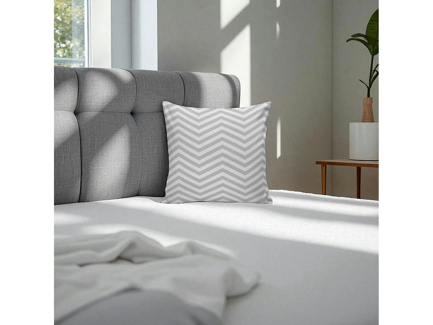 Coussin gris motif graphique IZMIR