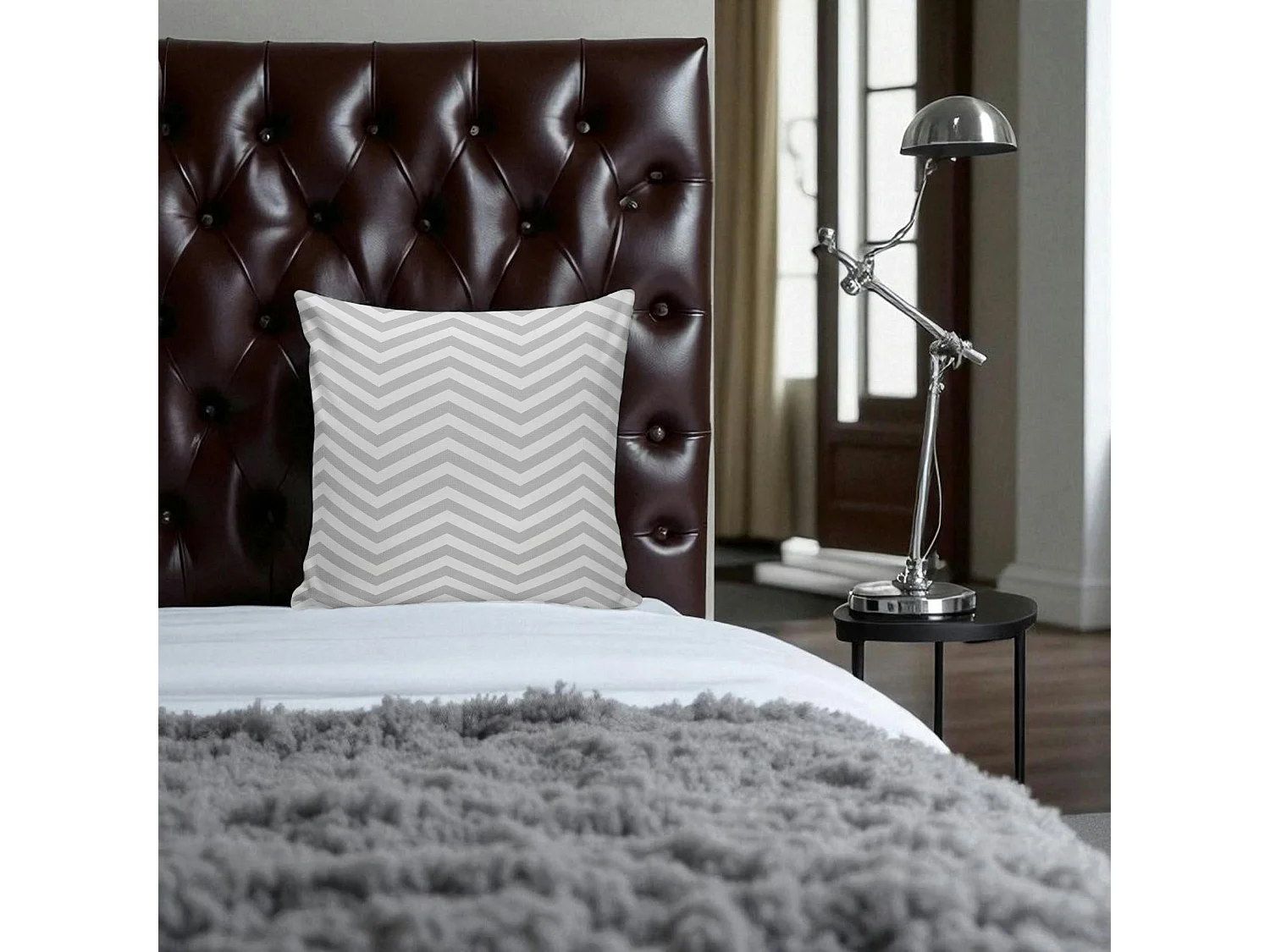 Coussin gris motif graphique IZMIR