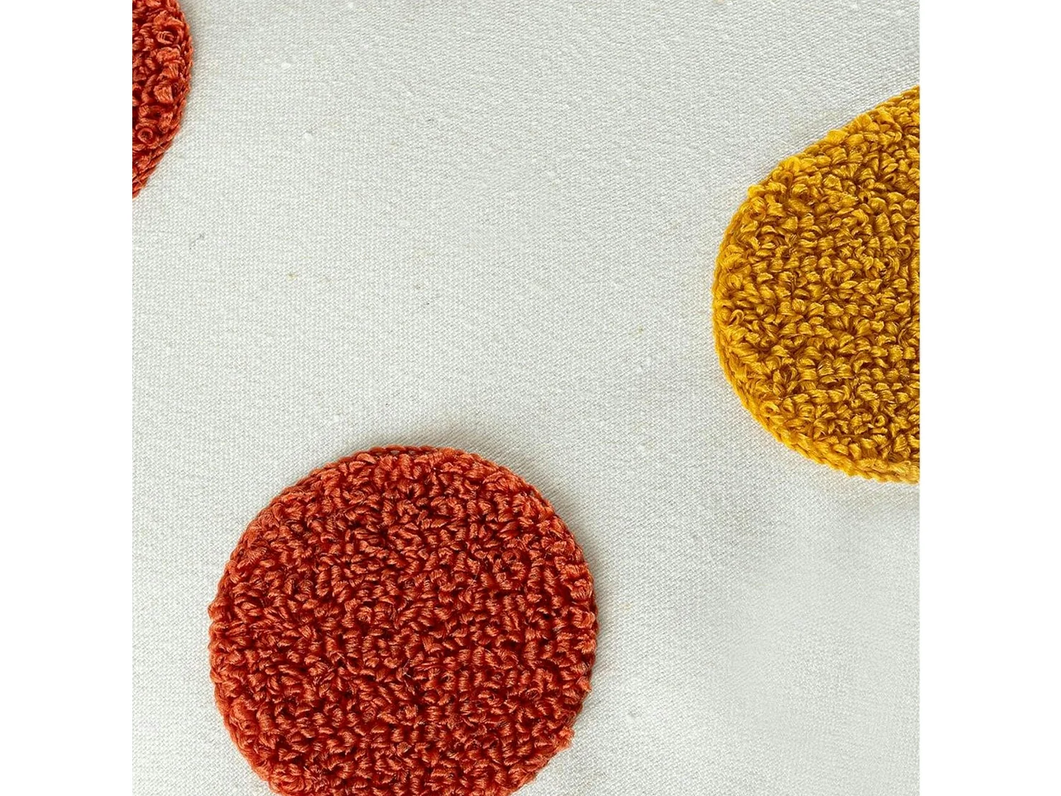 Coussin déco écru – motifs terracotta et moutarde IZMIR