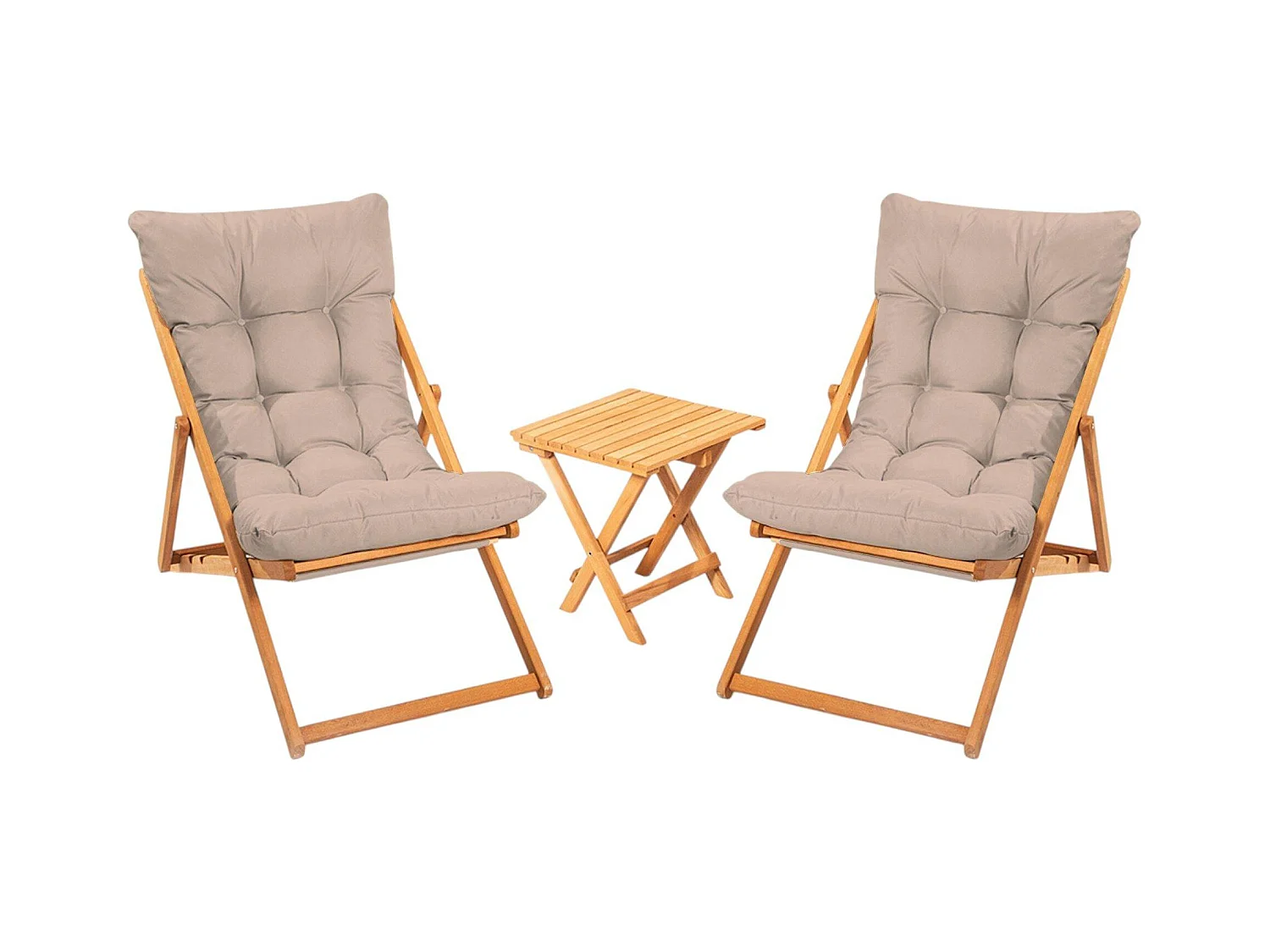 Salon jardin détente 2 places taupe - bois et toile SORA