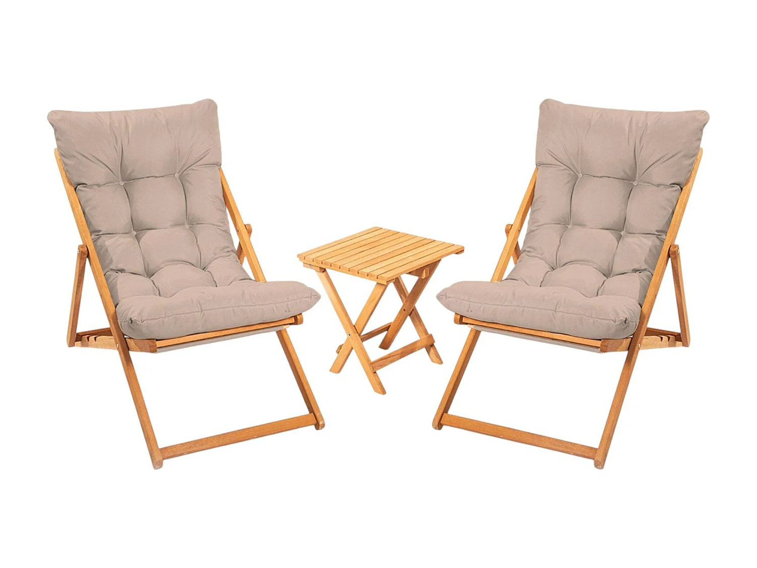 Salon jardin détente 2 places taupe - bois et toile SORA