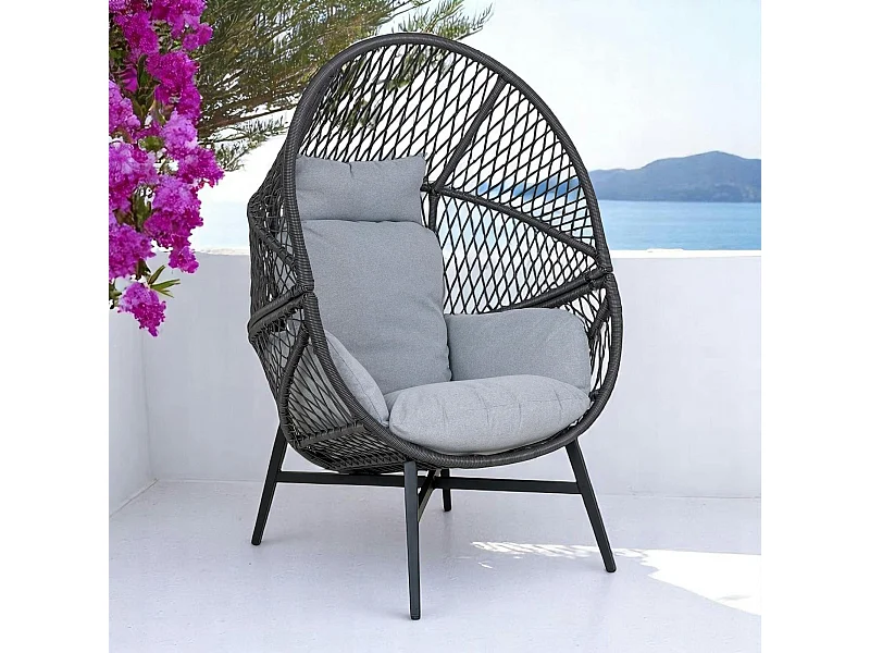 Fauteuil œuf sur pieds finition noire SOUTH BEACH