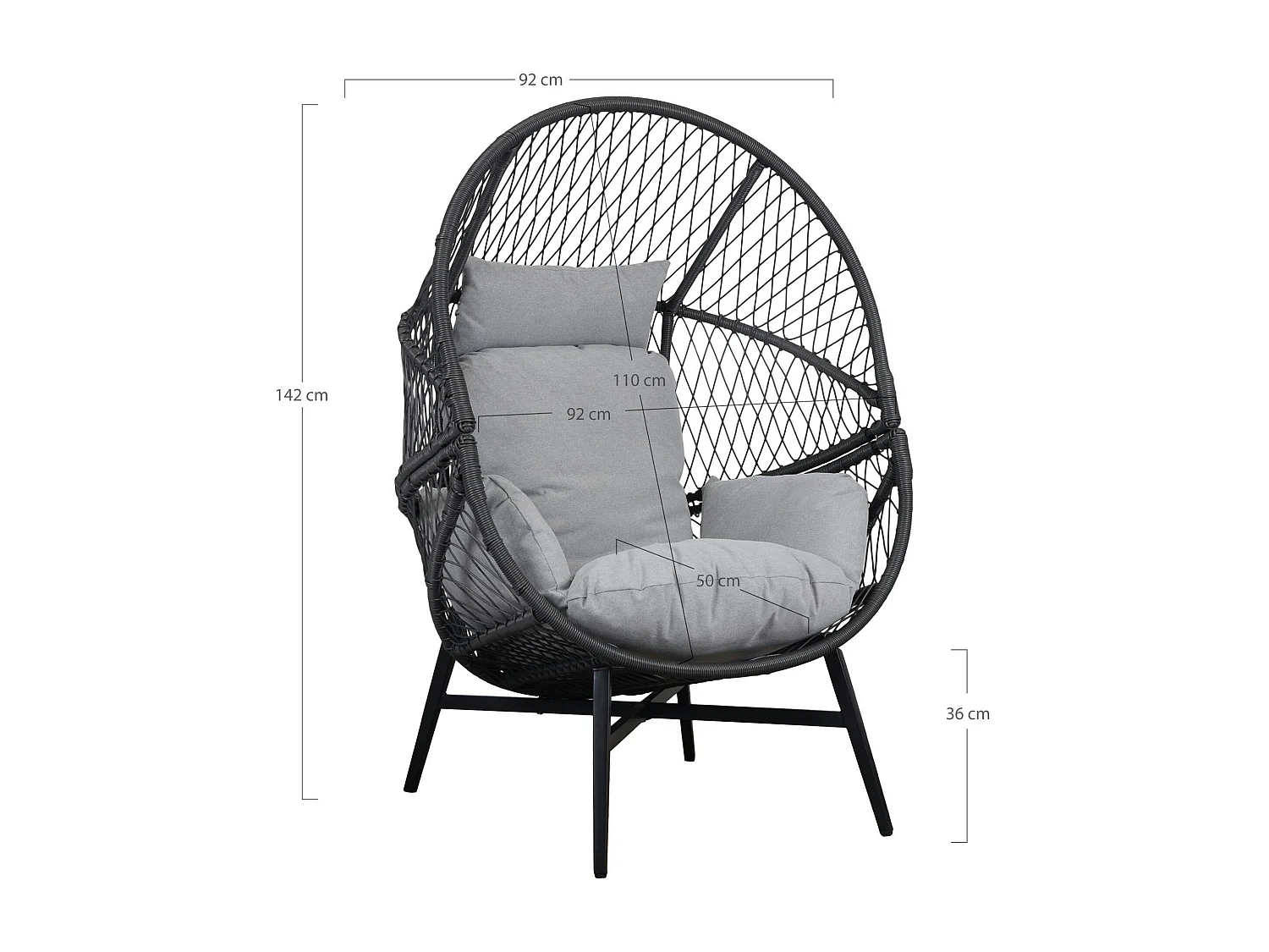 Fauteuil œuf sur pieds finition noire SOUTH BEACH