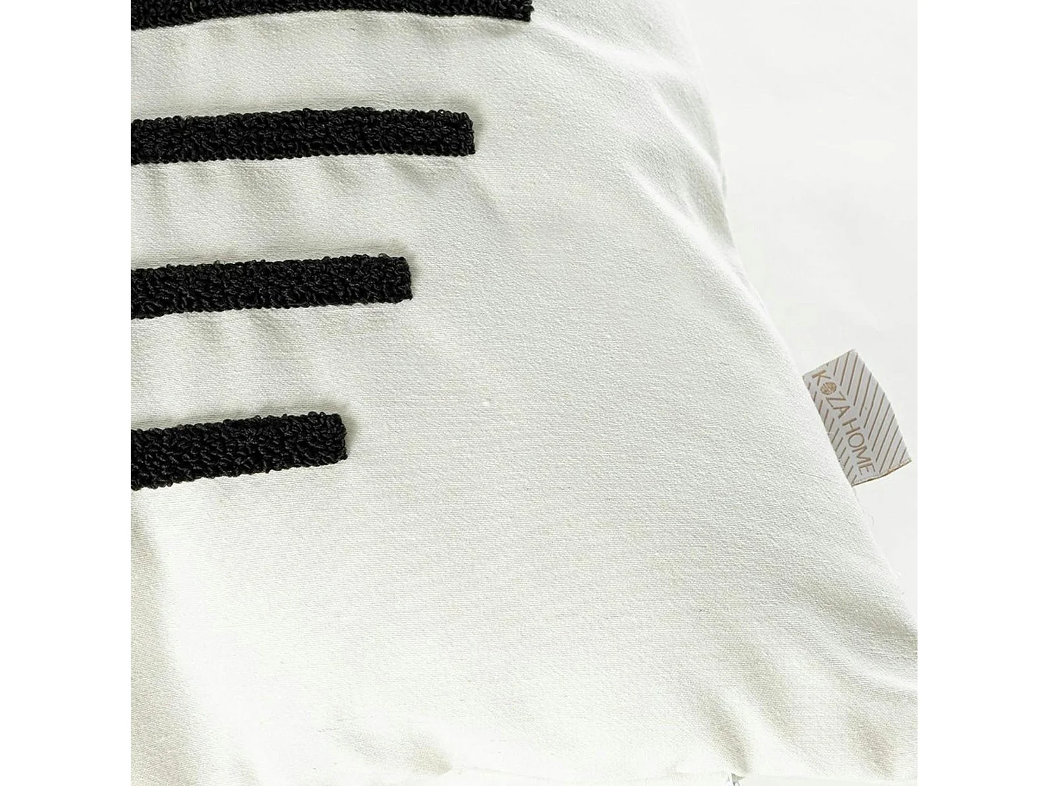 Coussin de canapé en lin – rayures en bouclette noire IZMIR