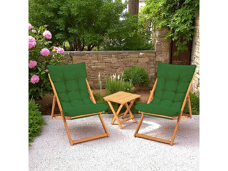 Salon jardin détente 2 places vert - bois et toile SORA