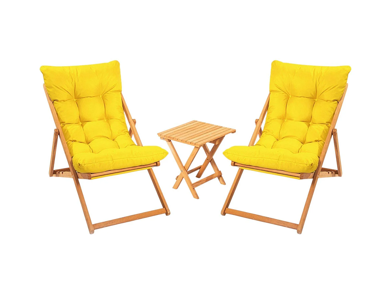 Salon jardin détente 2 places jaune - bois et toile SORA