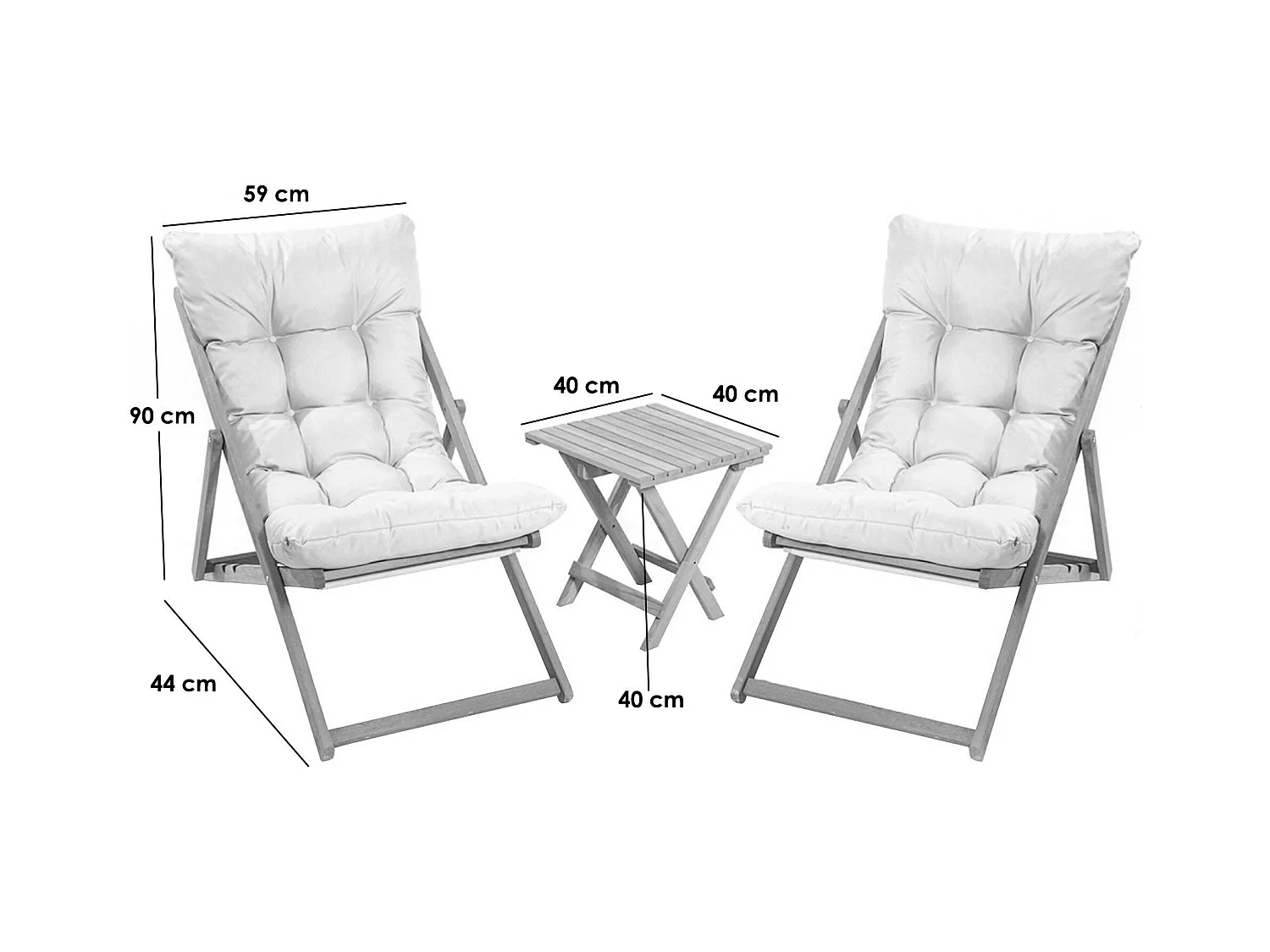 Salon jardin détente 2 places jaune - bois et toile SORA