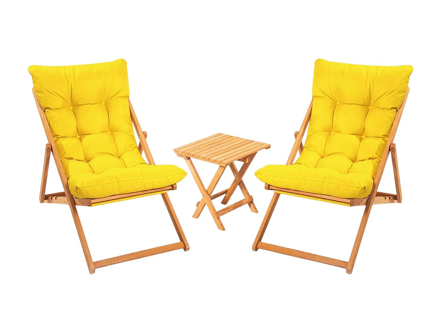 Salon jardin détente 2 places jaune - bois et toile SORA