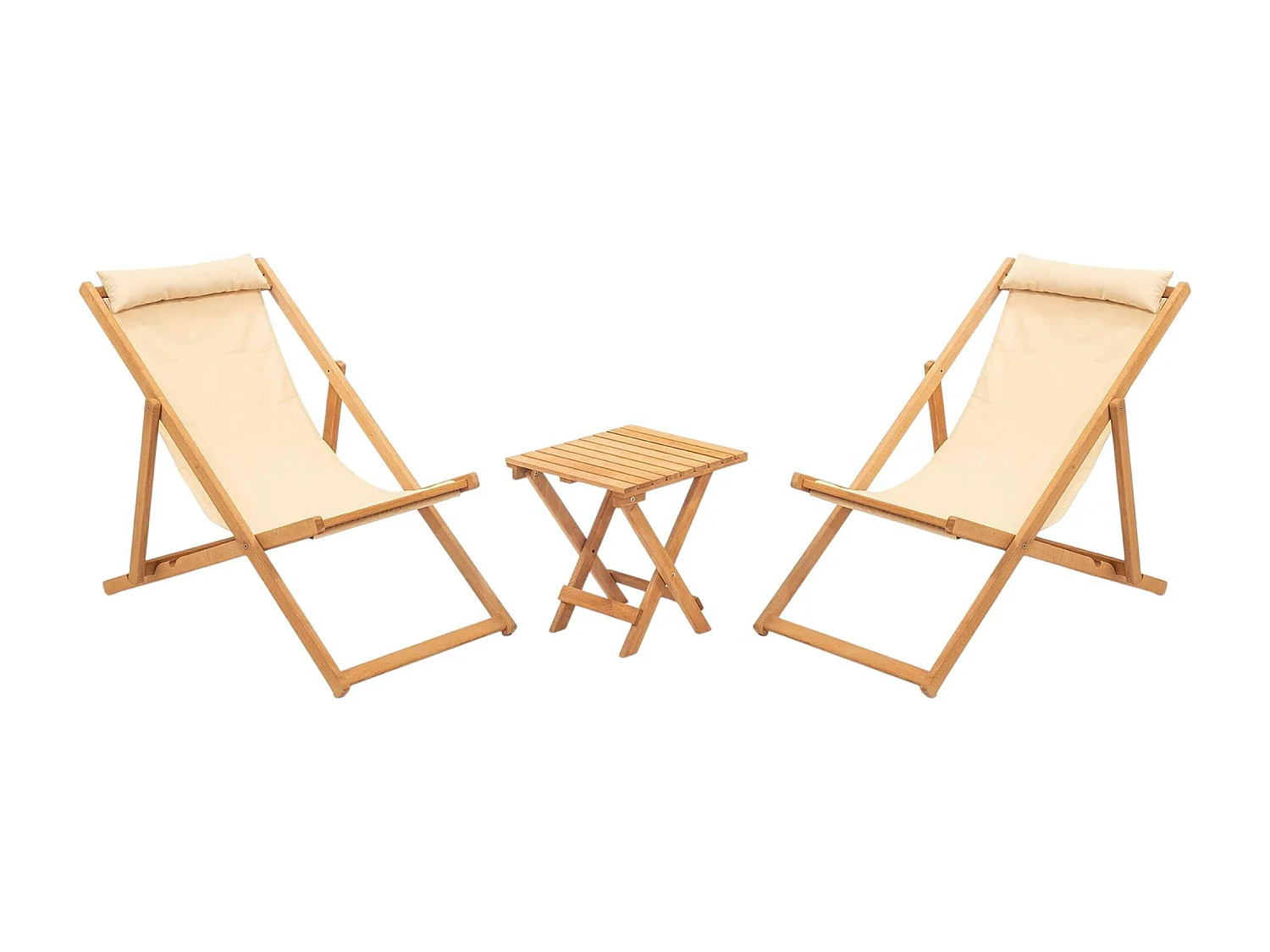 Salon jardin détente 2 places - bois et toile SORA