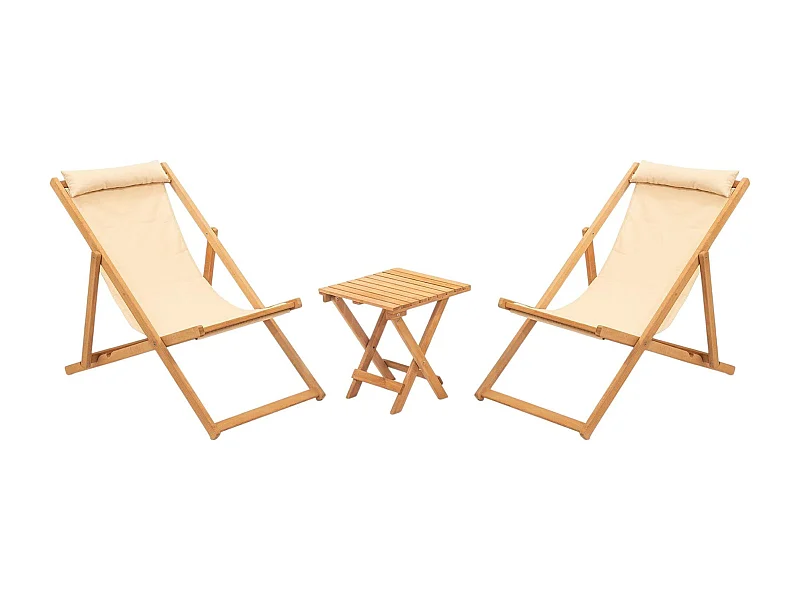 Salon jardin détente 2 places - bois et toile SORA