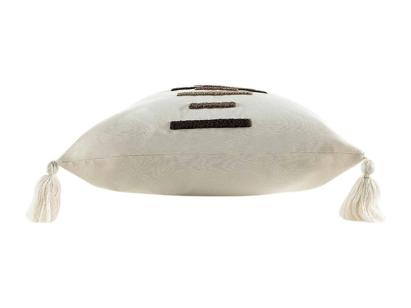 Coussin en lin à pompons – rayures en bouclette marron IZMIR