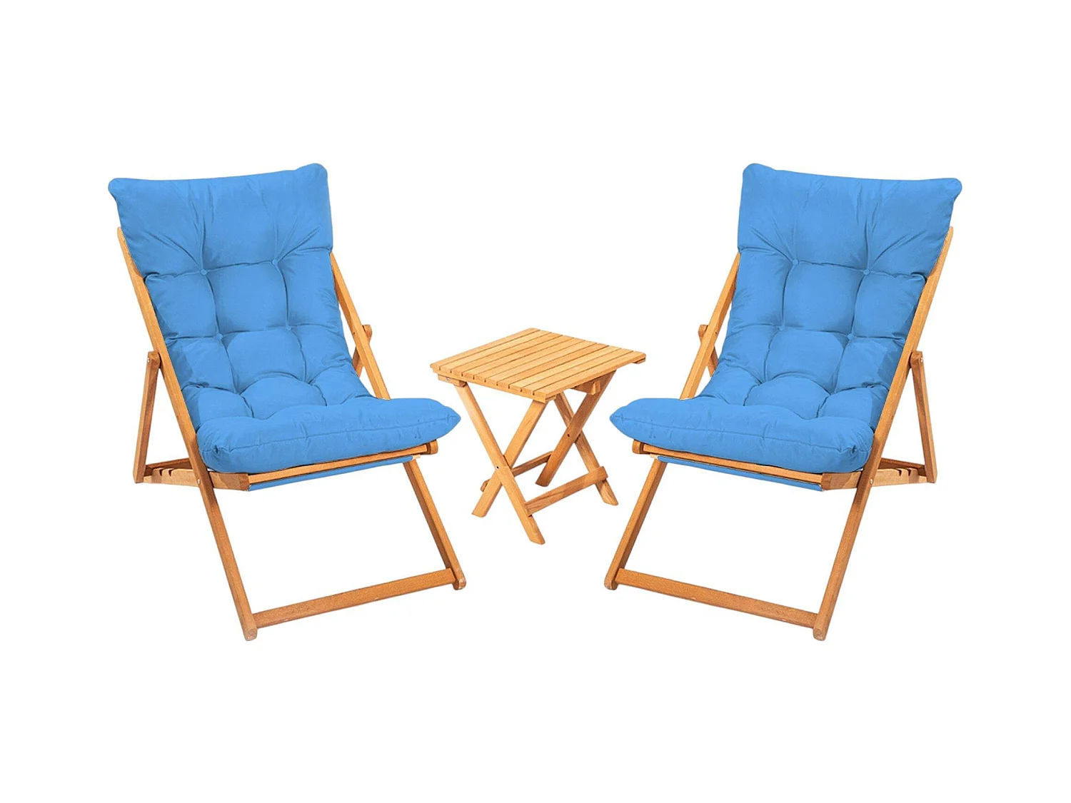 Salon jardin détente 2 places bleu - bois et toile SORA