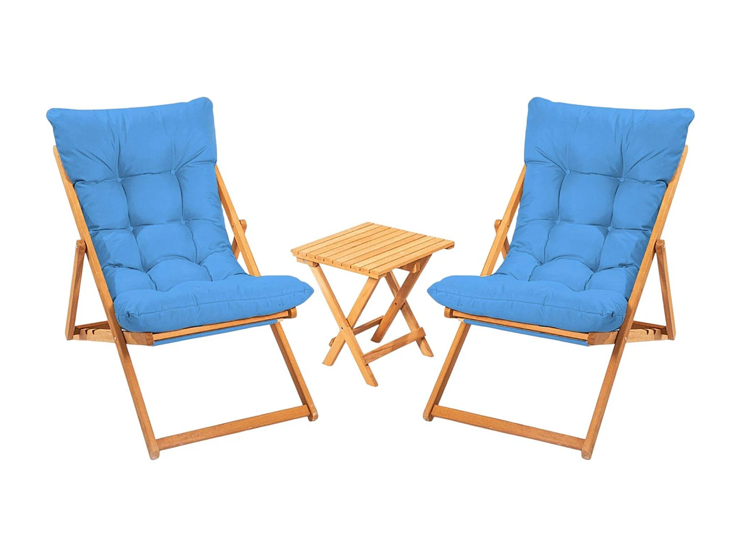 Salon jardin détente 2 places bleu - bois et toile SORA