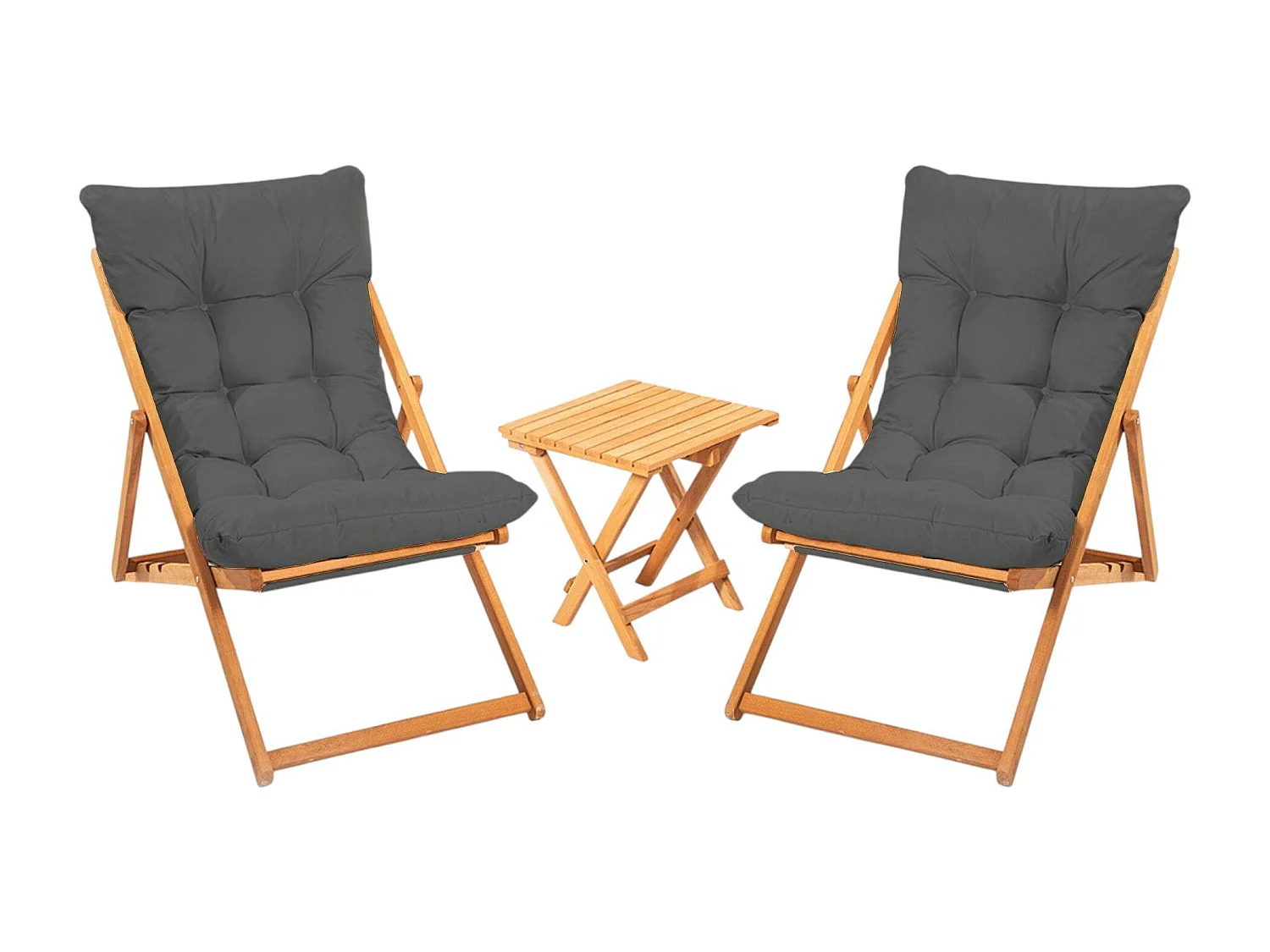 Salon jardin détente 2 places gris - bois et toile SORA