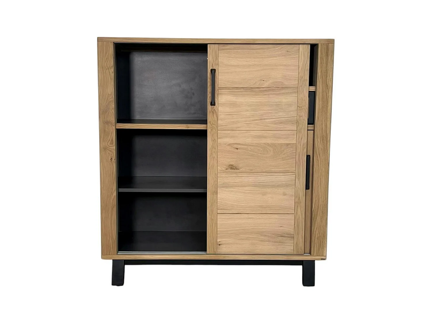 Buffet haut moderne en bois clair - 2 portes, 1 niche GRADO