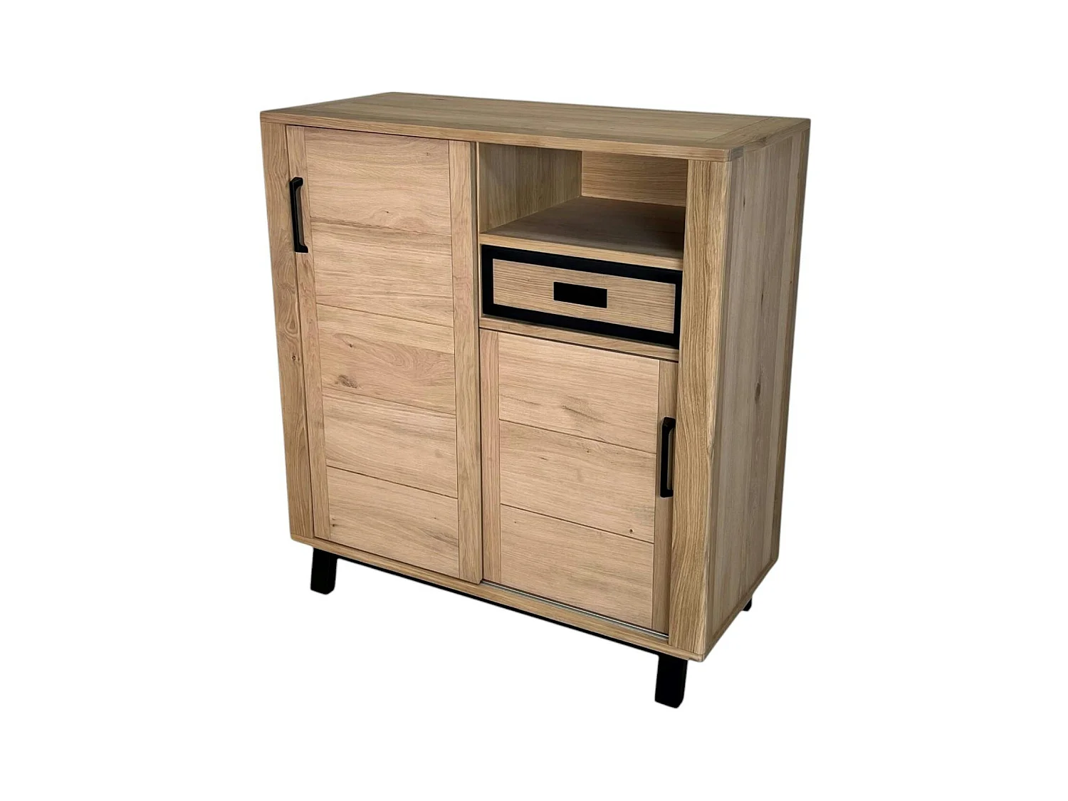 Buffet haut moderne en bois clair - 2 portes, 1 niche GRADO
