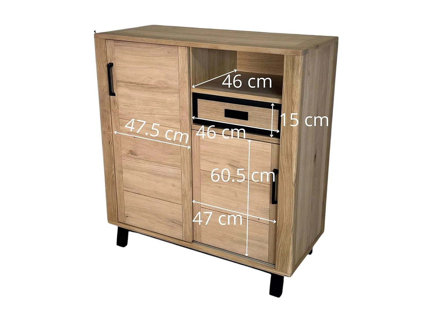Buffet haut moderne en bois clair - 2 portes, 1 niche GRADO