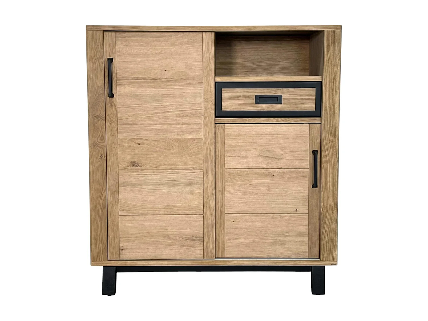 Buffet haut moderne en bois clair - 2 portes, 1 niche GRADO