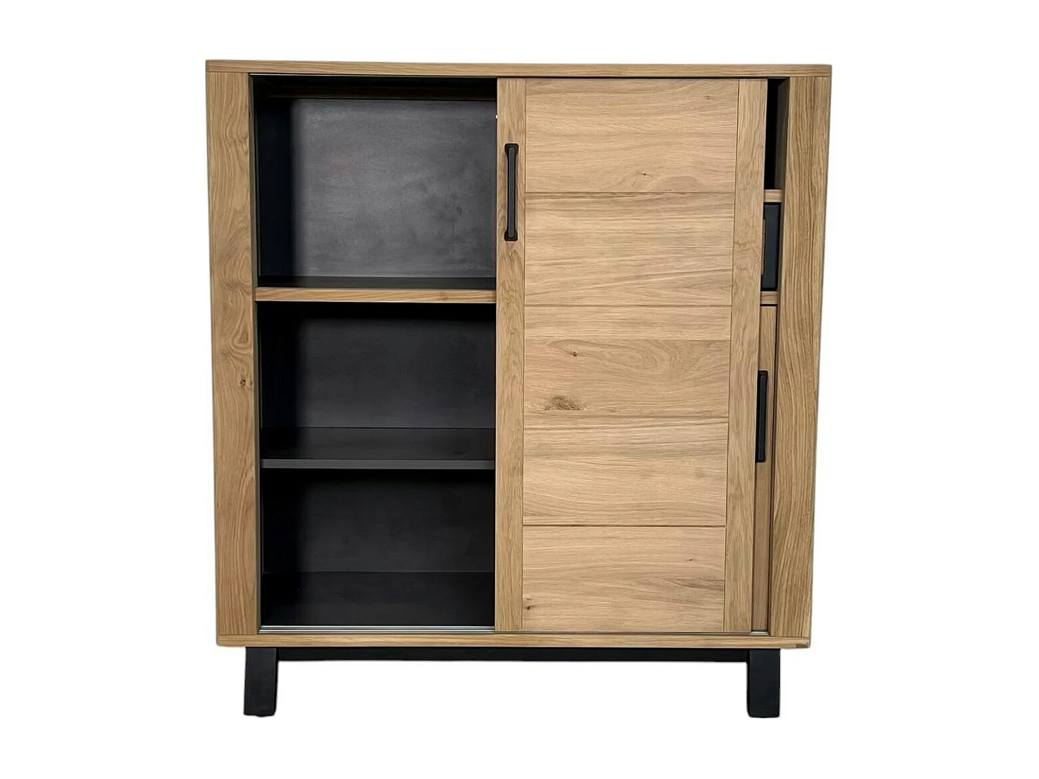 Buffet haut moderne en bois clair - 2 portes, 1 niche GRADO