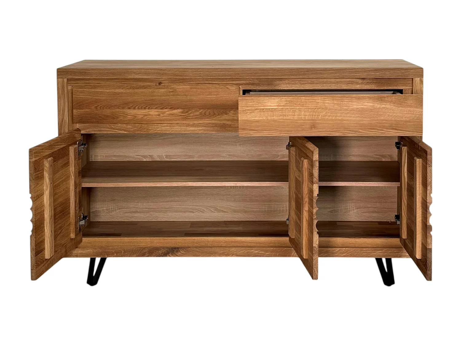 Buffet bois massif 3 portes - frise décorative ROSETO