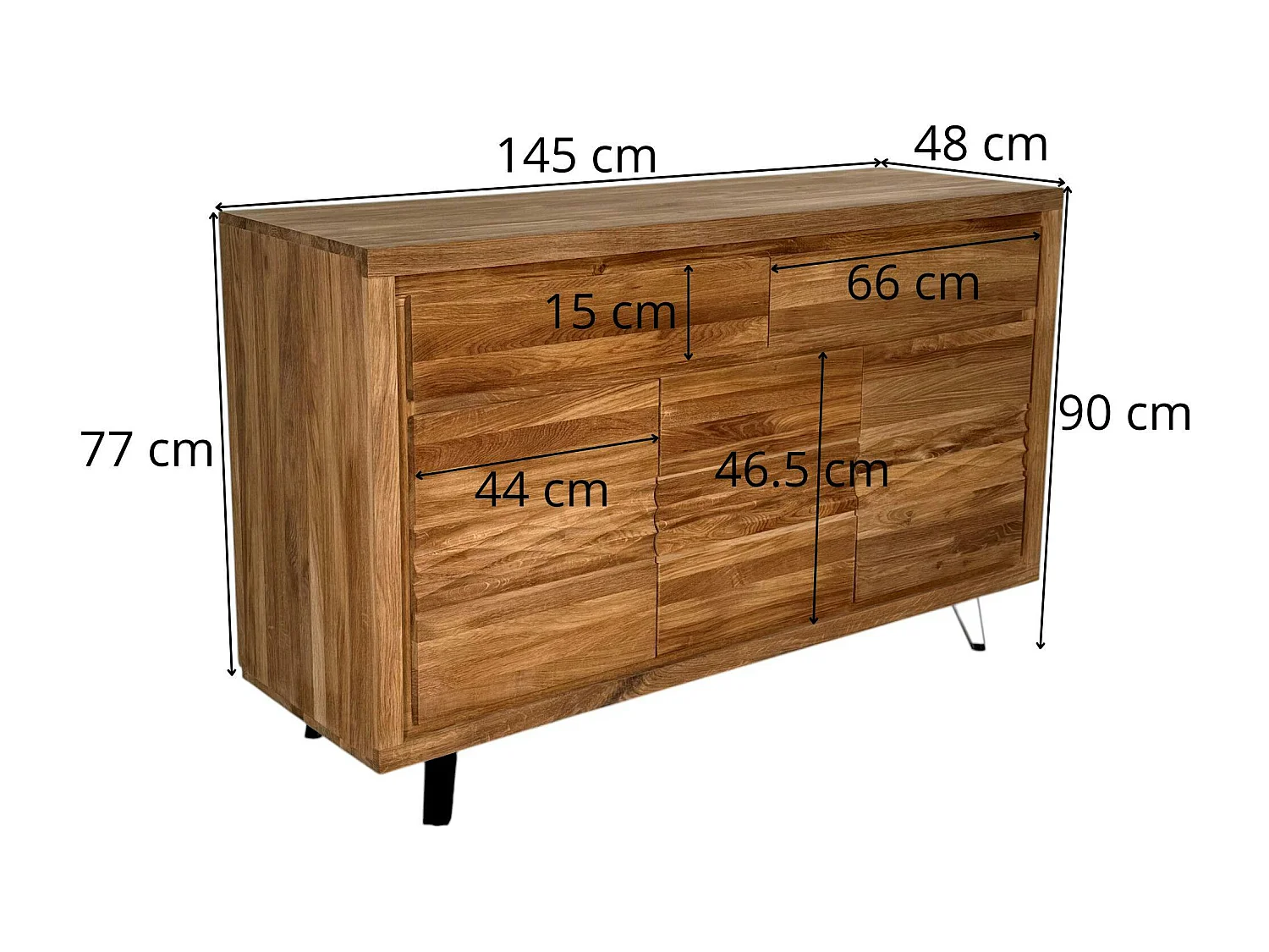 Buffet bois massif 3 portes - frise décorative ROSETO