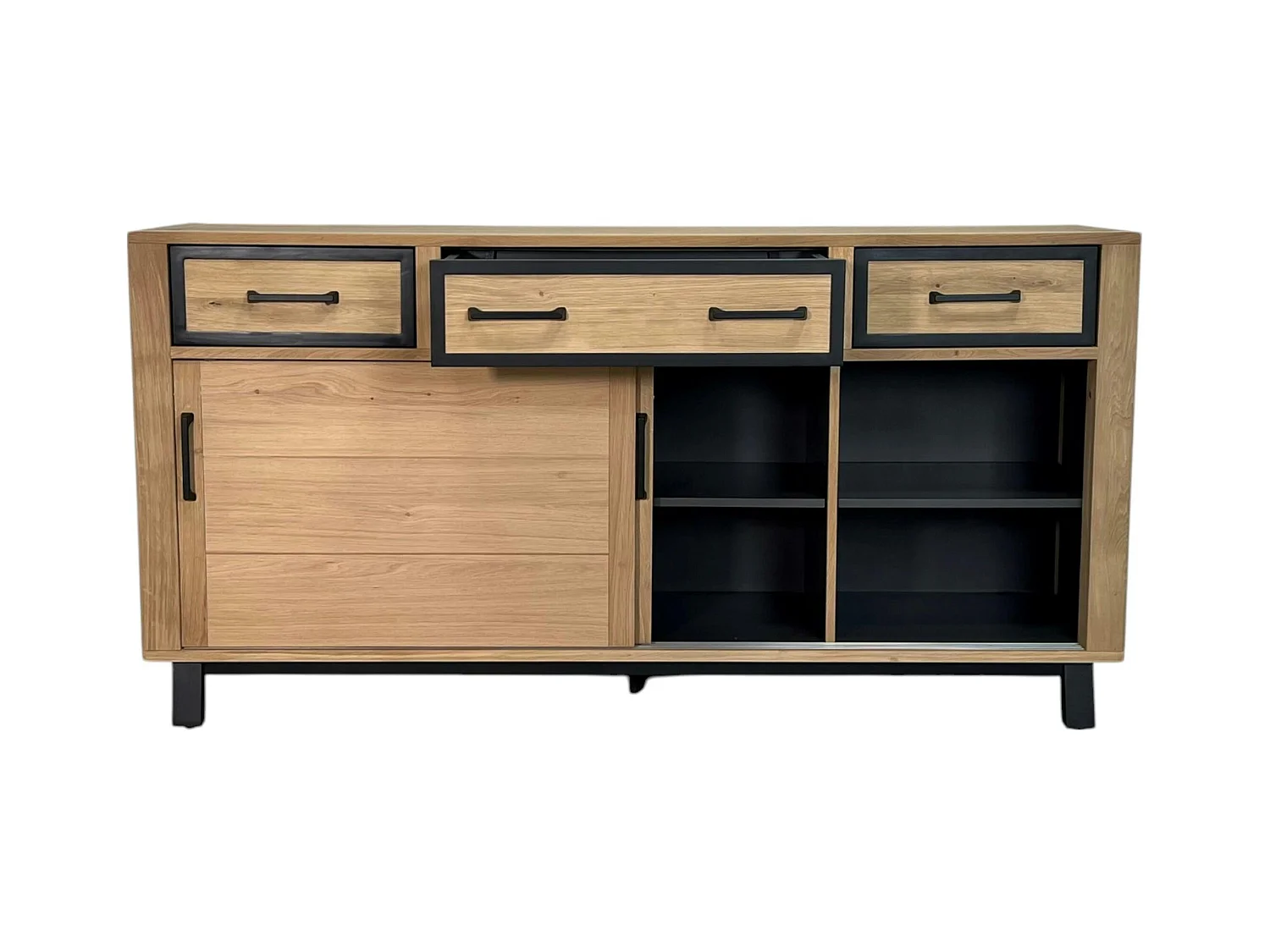 Buffet moderne bois clair - 2 portes, 3 tiroirs GRADO