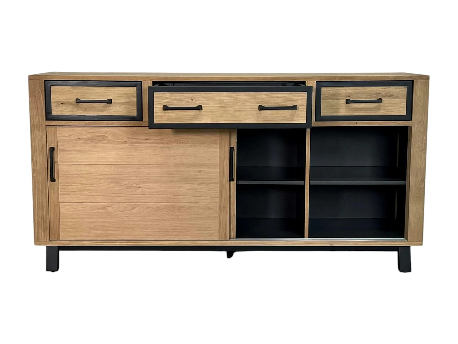 Buffet moderne bois clair - 2 portes, 3 tiroirs GRADO