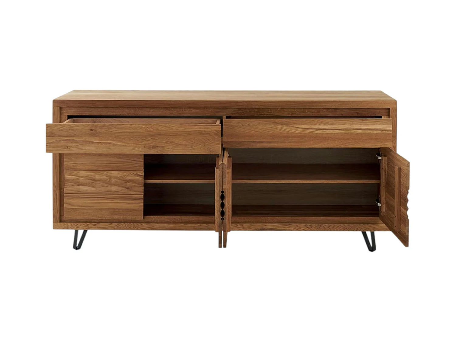 Buffet bois massif 4 portes - frise décorative ROSETO