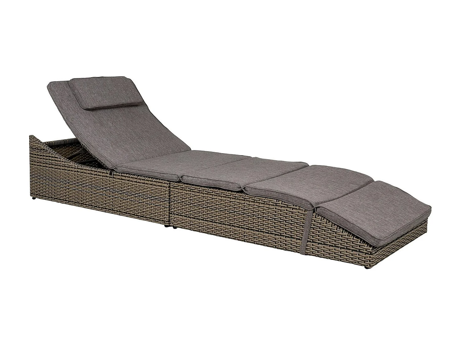 Bain de soleil inclinable en rotin synthétique gris MENDOZA
