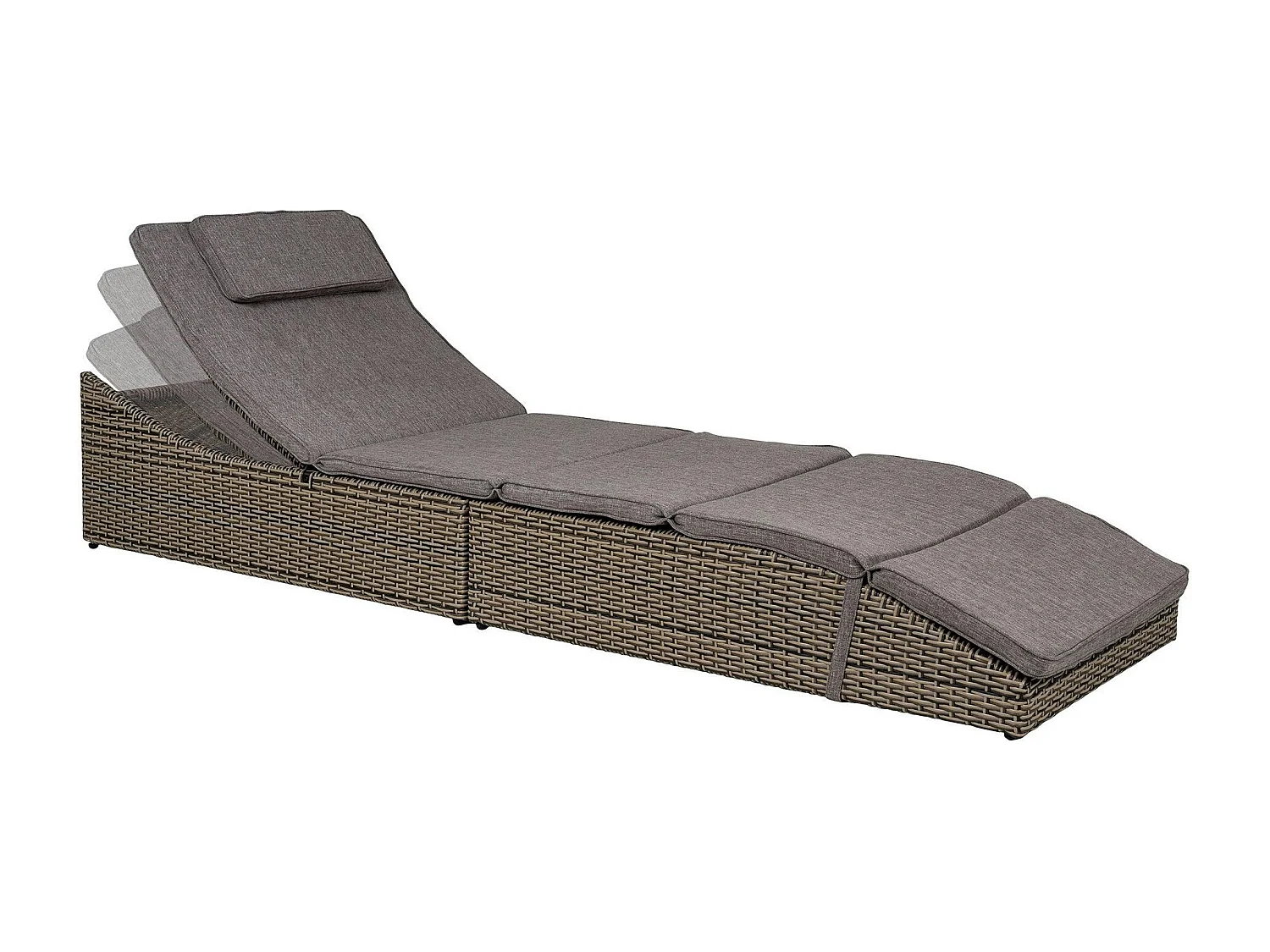 Bain de soleil inclinable en rotin synthétique gris MENDOZA