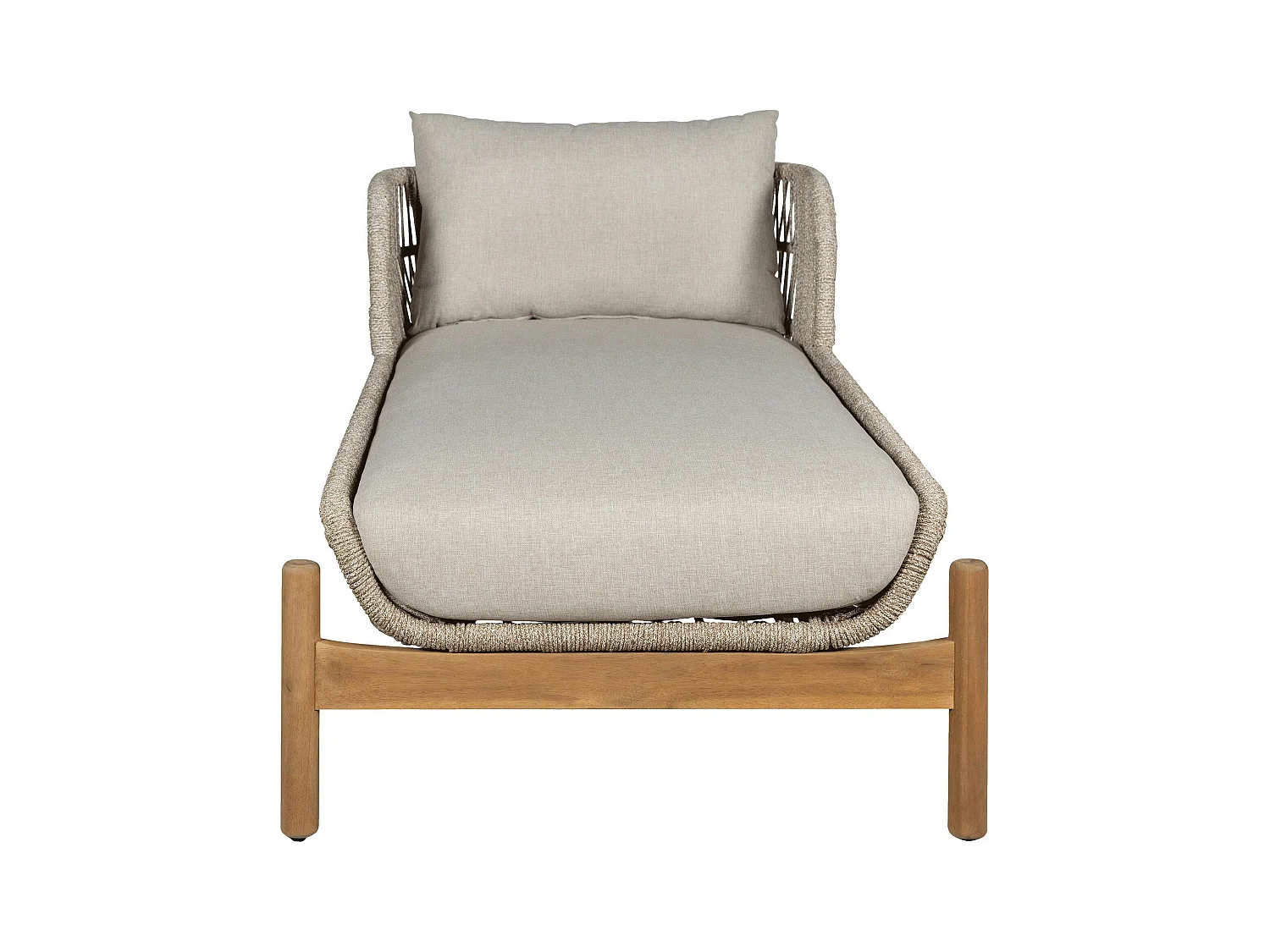 Bain de soleil en bois d'acacia et corde avec dossier montant MENDOZA