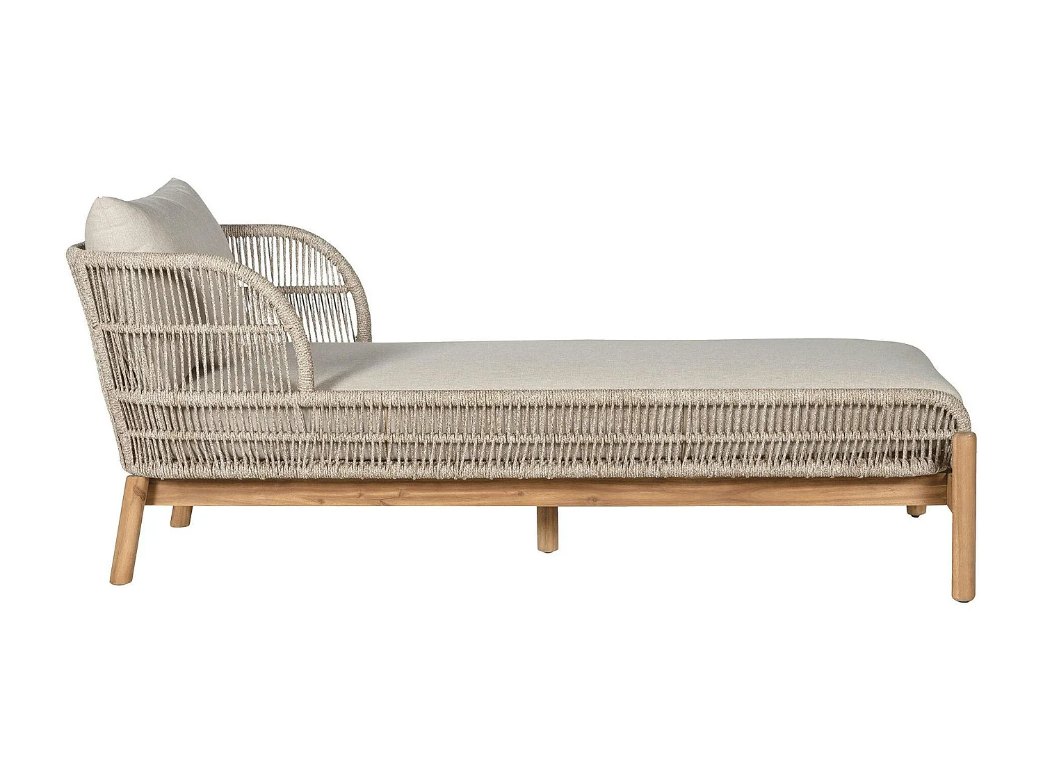 Bain de soleil en bois d'acacia et corde avec dossier montant MENDOZA