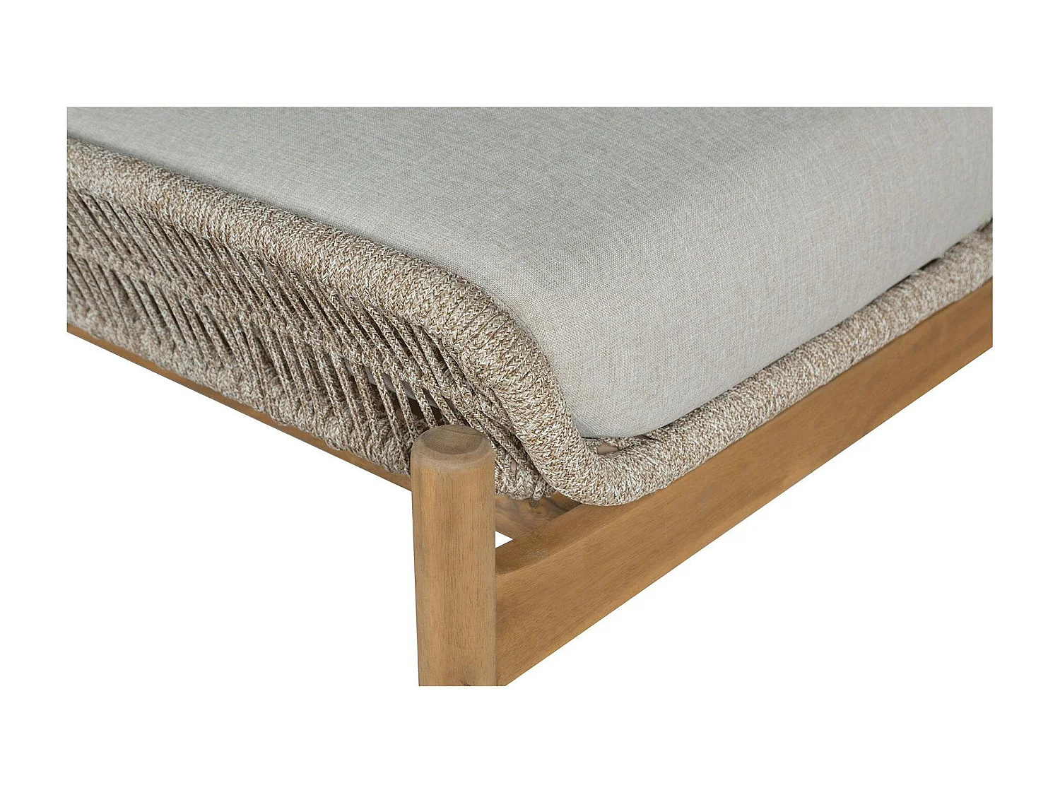 Bain de soleil en bois d'acacia et corde avec dossier montant MENDOZA