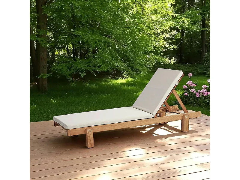 Bain de soleil en bois avec coussin TALIFA
