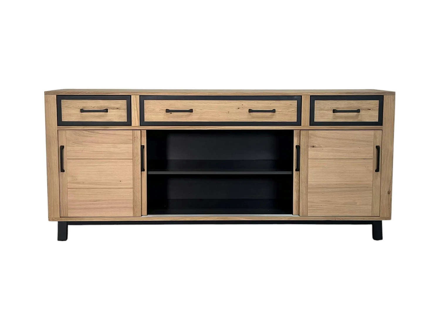 Buffet moderne bois clair - 4 portes, 3 tiroirs GRADO