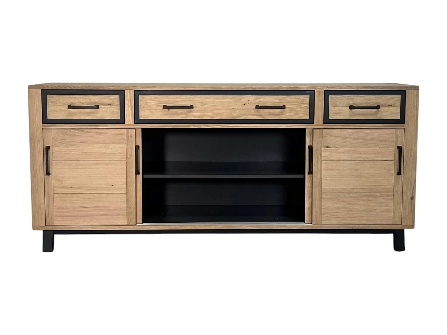 Buffet moderne bois clair - 4 portes, 3 tiroirs GRADO