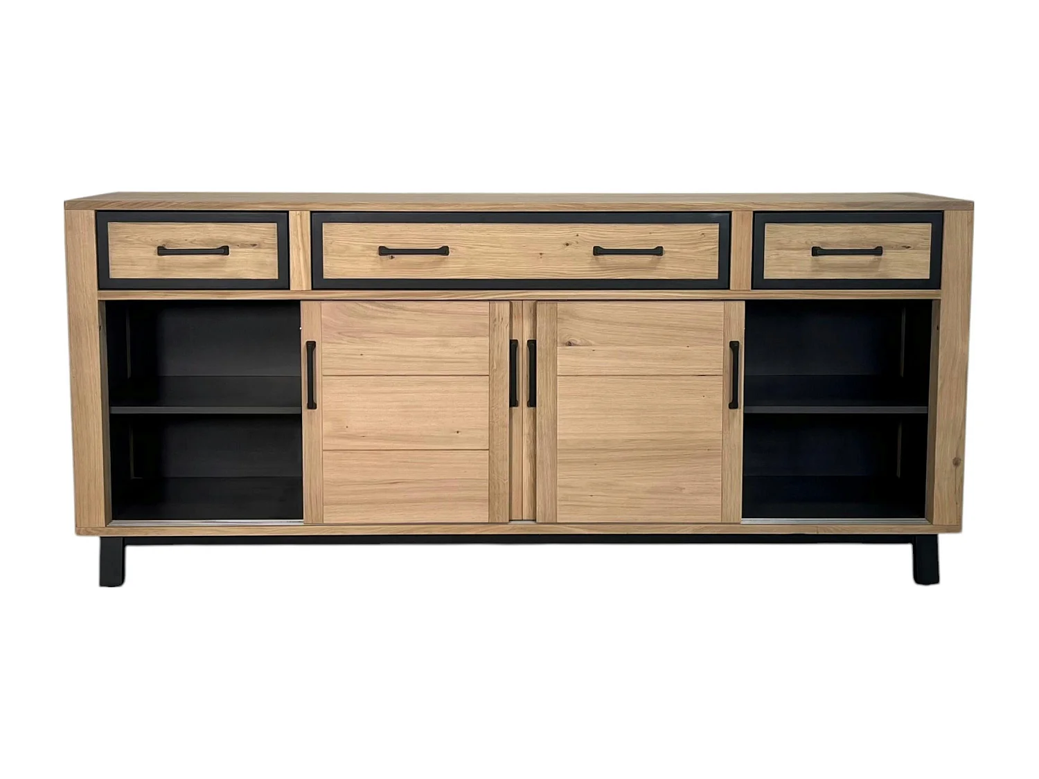 Buffet moderne bois clair - 4 portes, 3 tiroirs GRADO