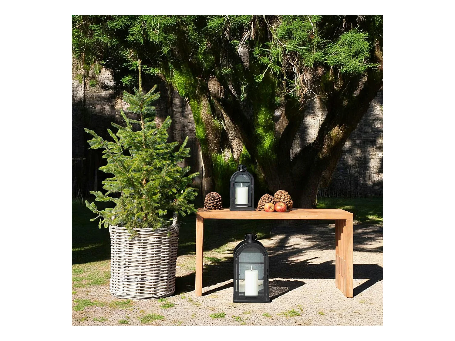 Banc de jardin en bois de teck sans dossier 90 cm MENDOZA