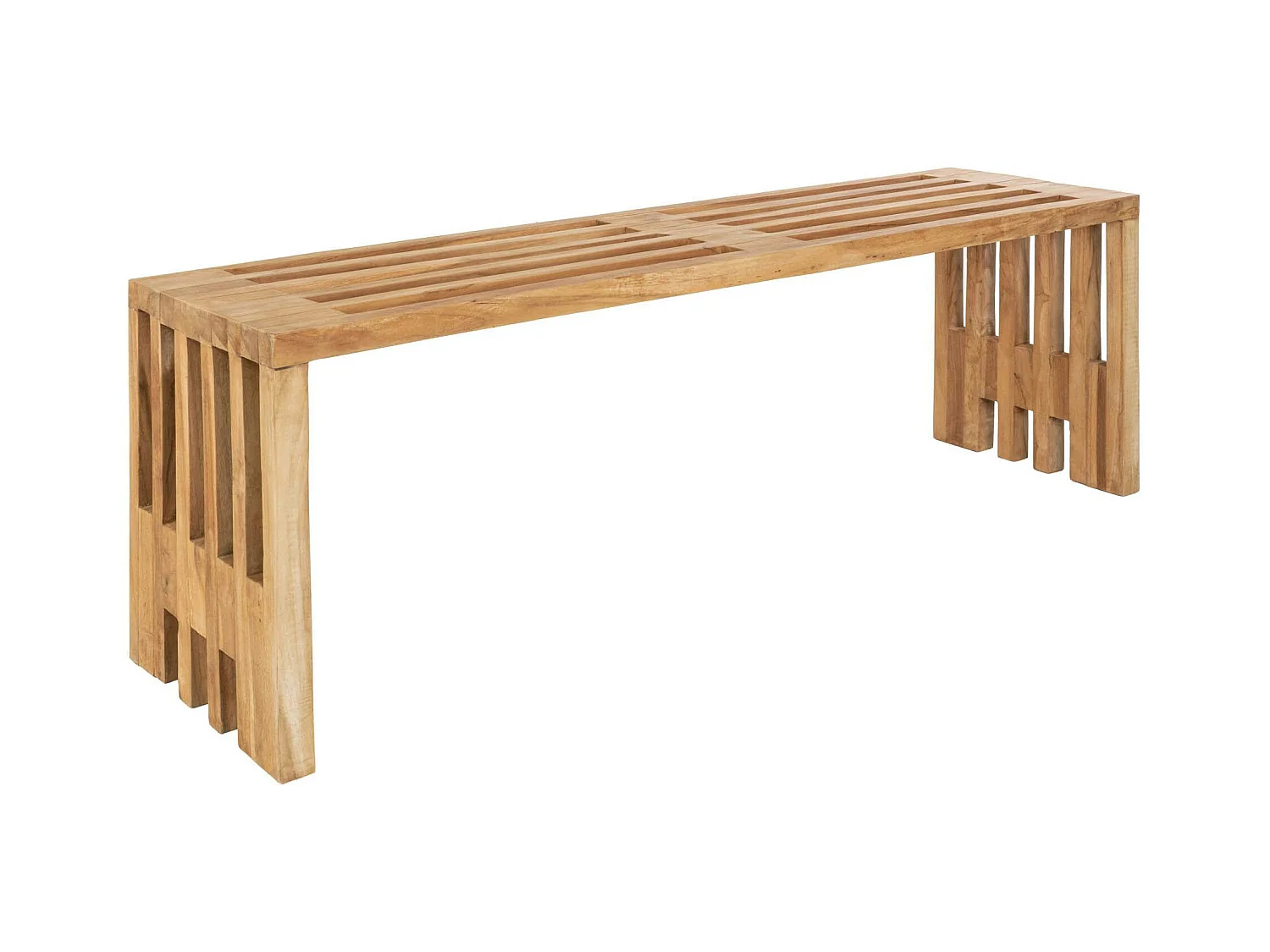 Banc de jardin en bois de teck sans dossier 140 cm MENDOZA