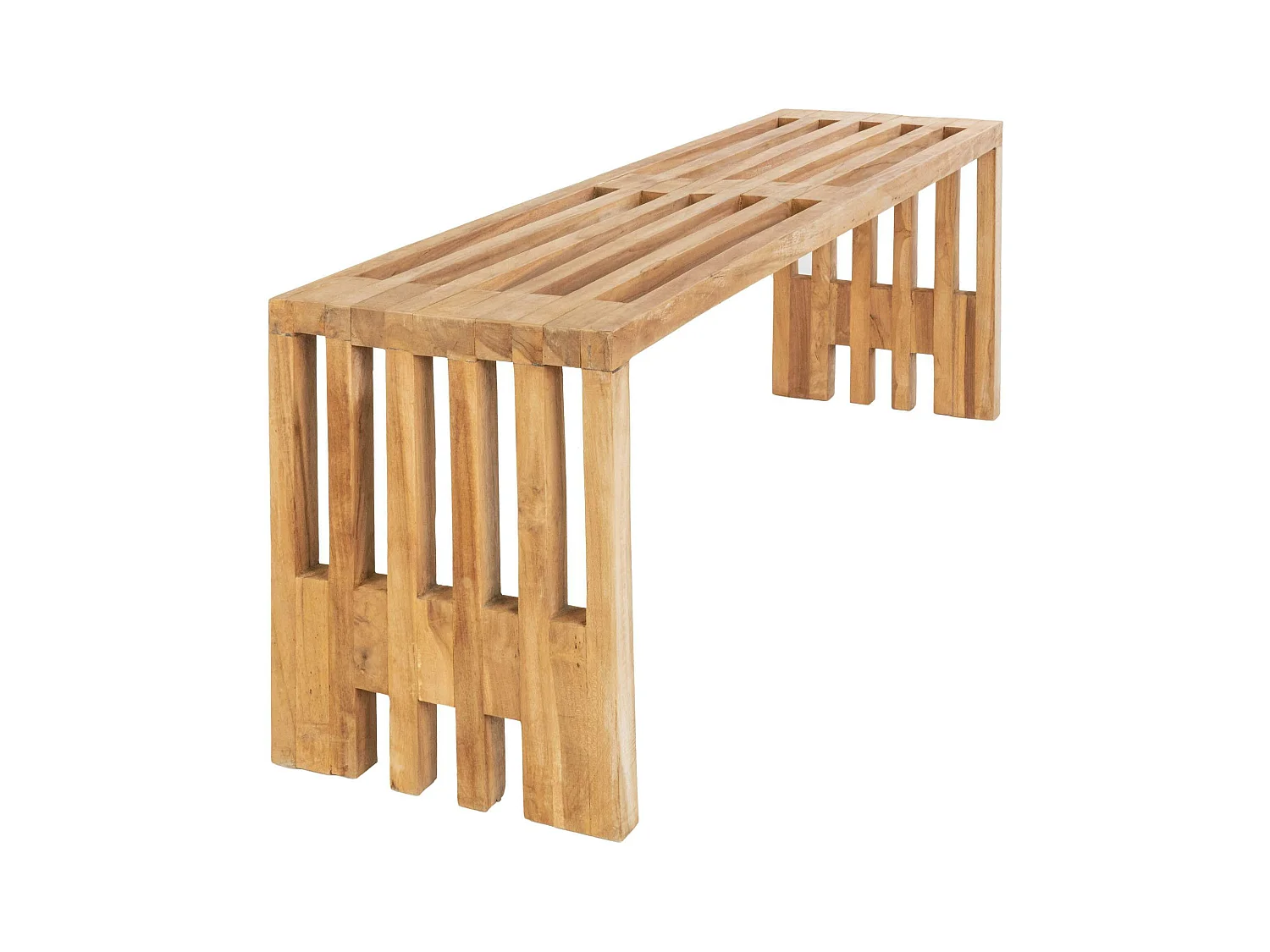 Banc de jardin en bois de teck sans dossier 140 cm MENDOZA