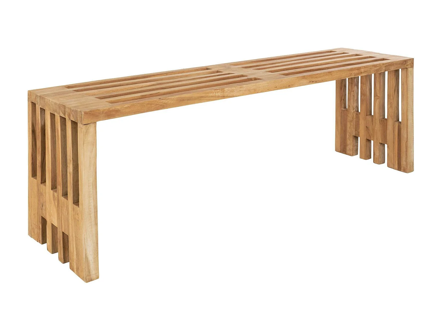 Banc de jardin en bois de teck sans dossier 140 cm MENDOZA