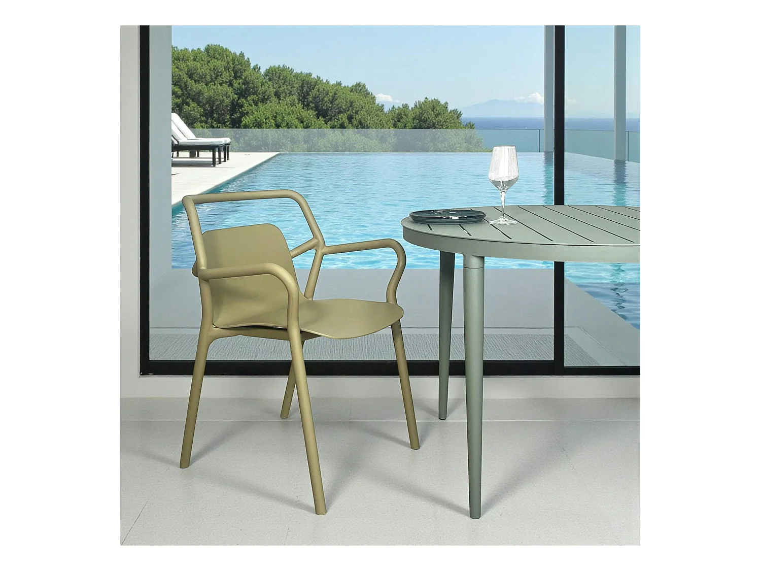 Chaise de jardin design kaki, empilable (lot de 2) PINETO