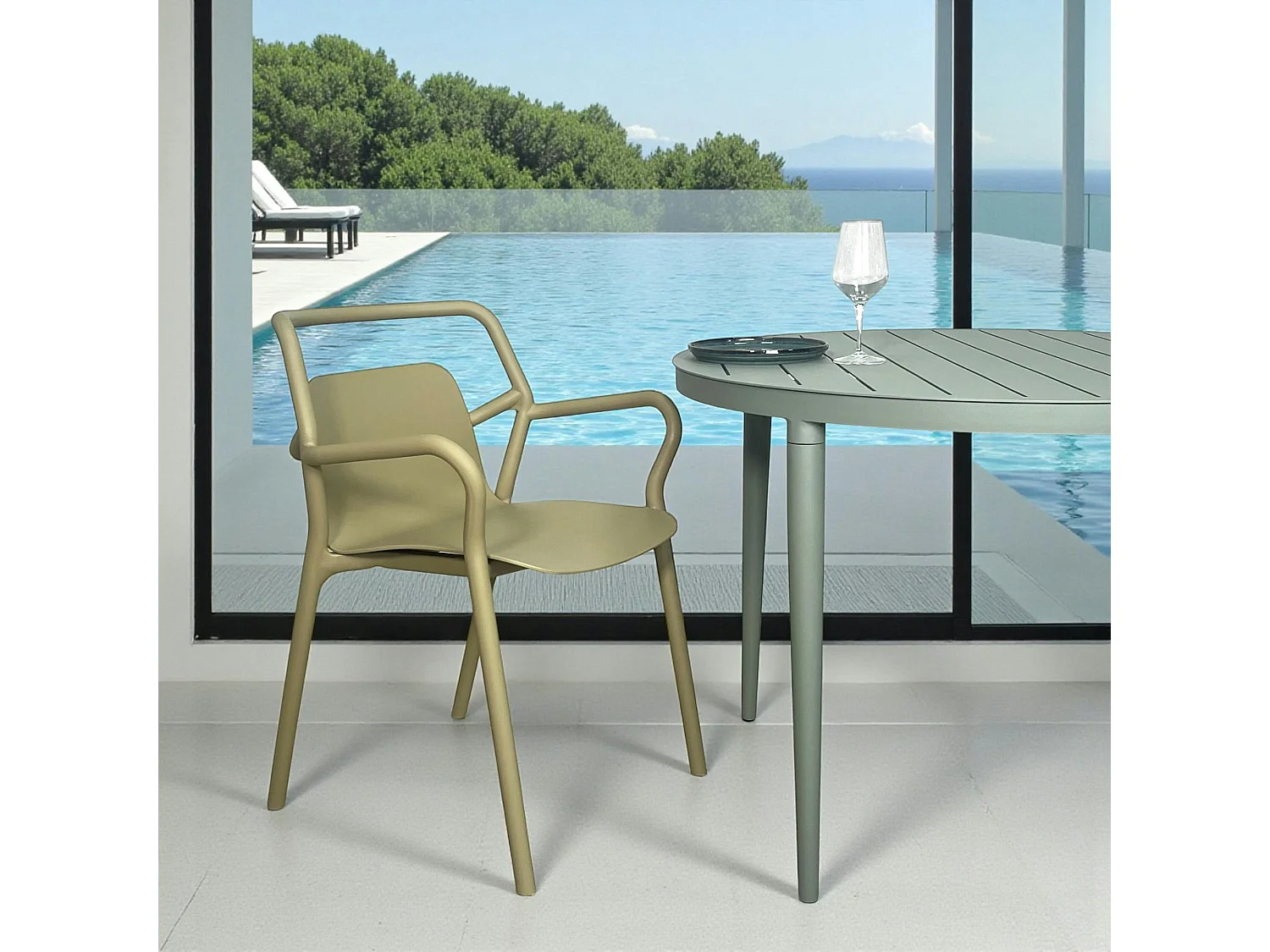 Chaise de jardin design kaki, empilable (lot de 2) PINETO