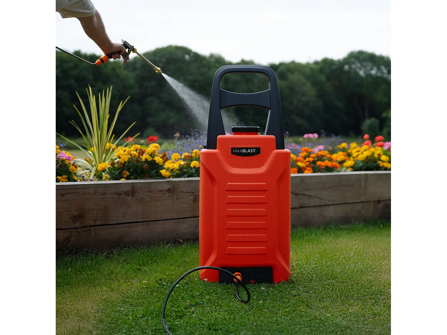 Réservoir d'Eau 30 L à Roulettes Chariot Tuyau d'Arrosage 7m de Jardin