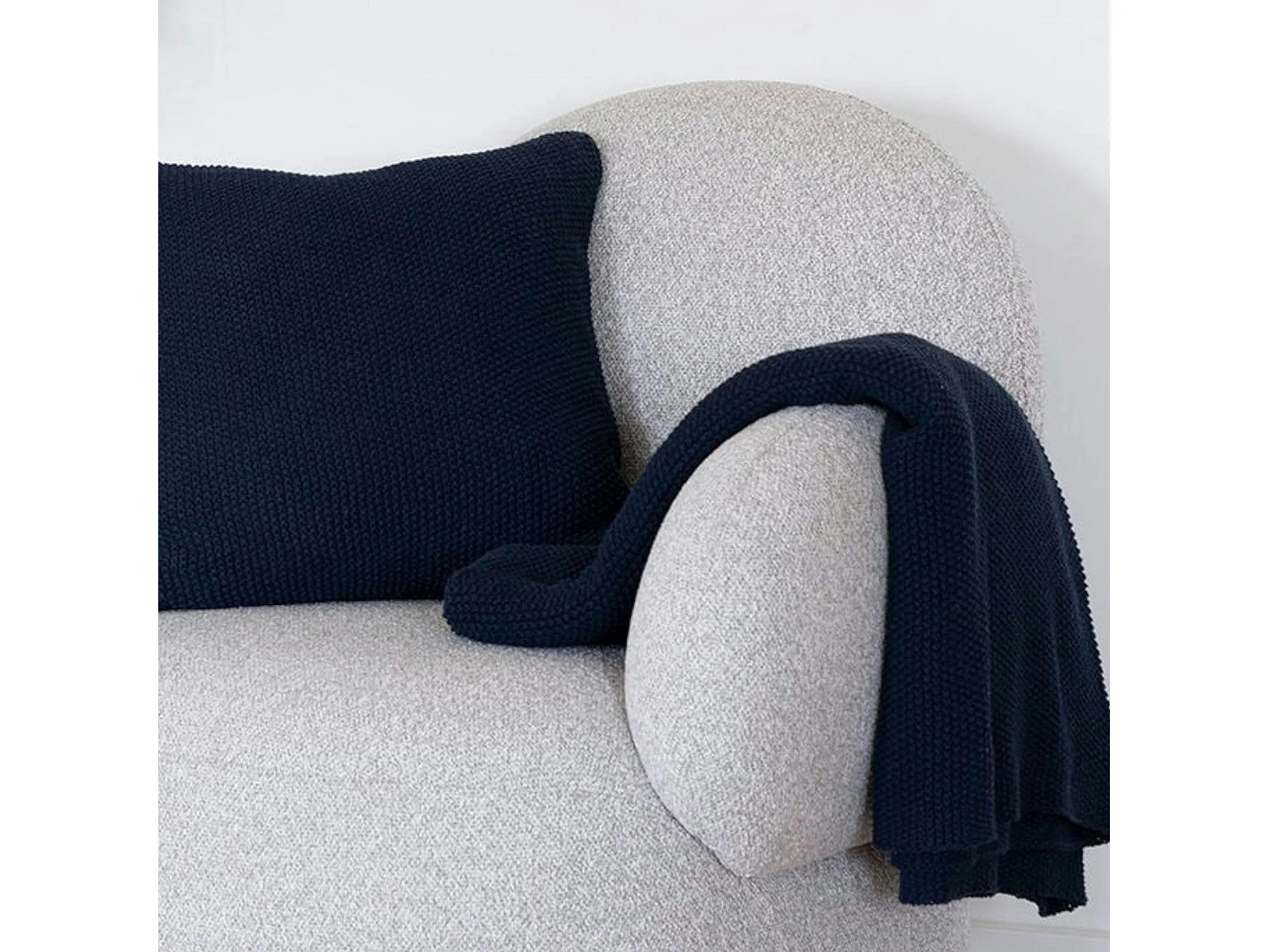 Plaid canapé bleu marine - maille de coton recyclé FALLON