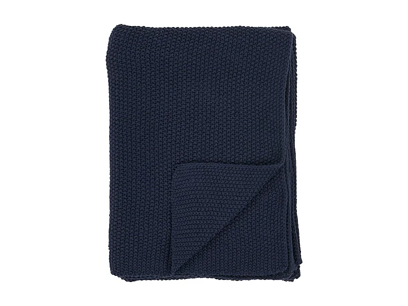 Plaid canapé bleu marine - maille de coton recyclé FALLON